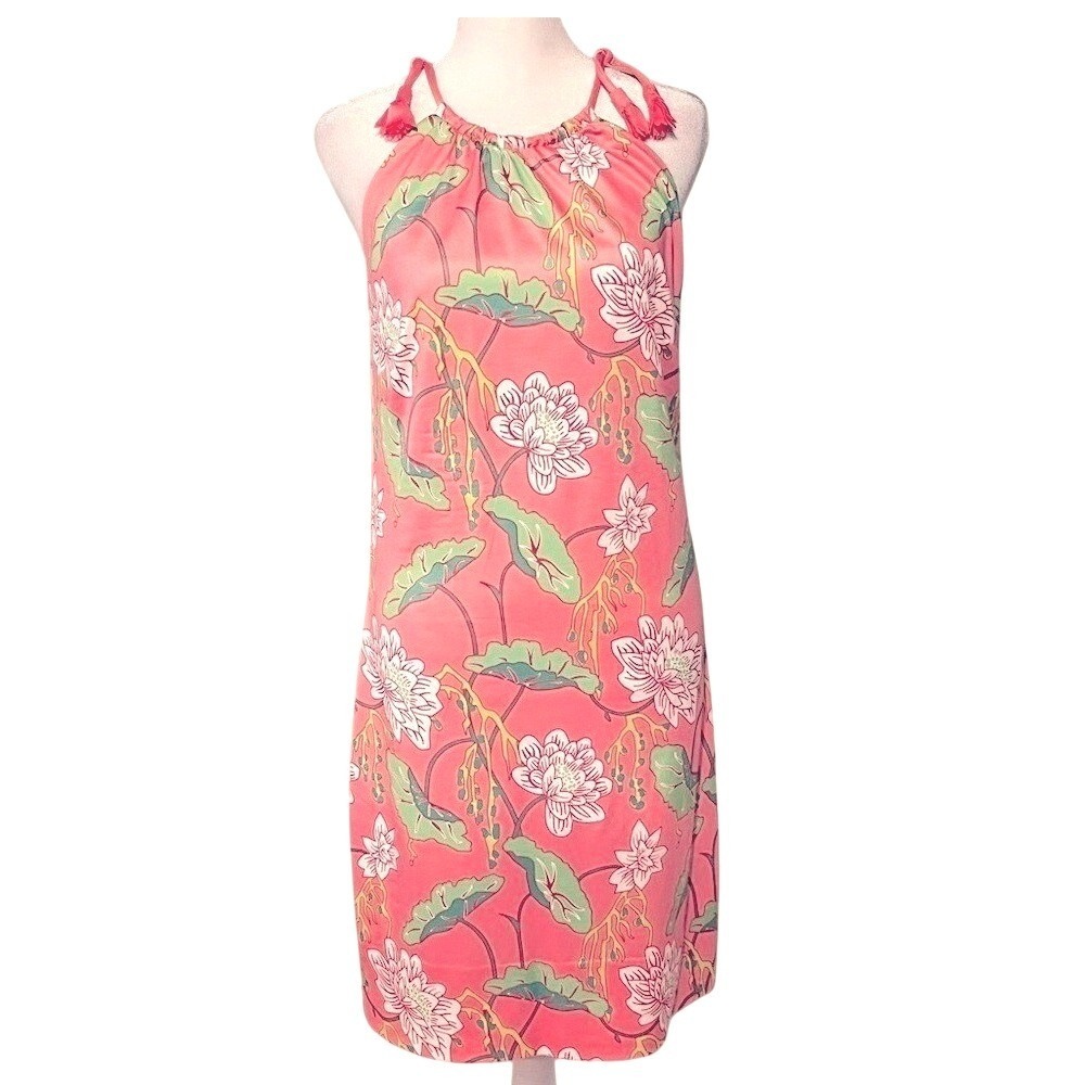 Gretchen Scott womens dress‎ tropical resort floral lightweight tassel halter XS
